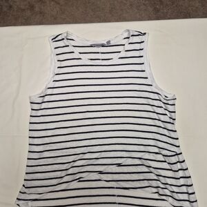 Athleta Striped High-Low Tulip Back Tank Top White‎ Navy Size Large